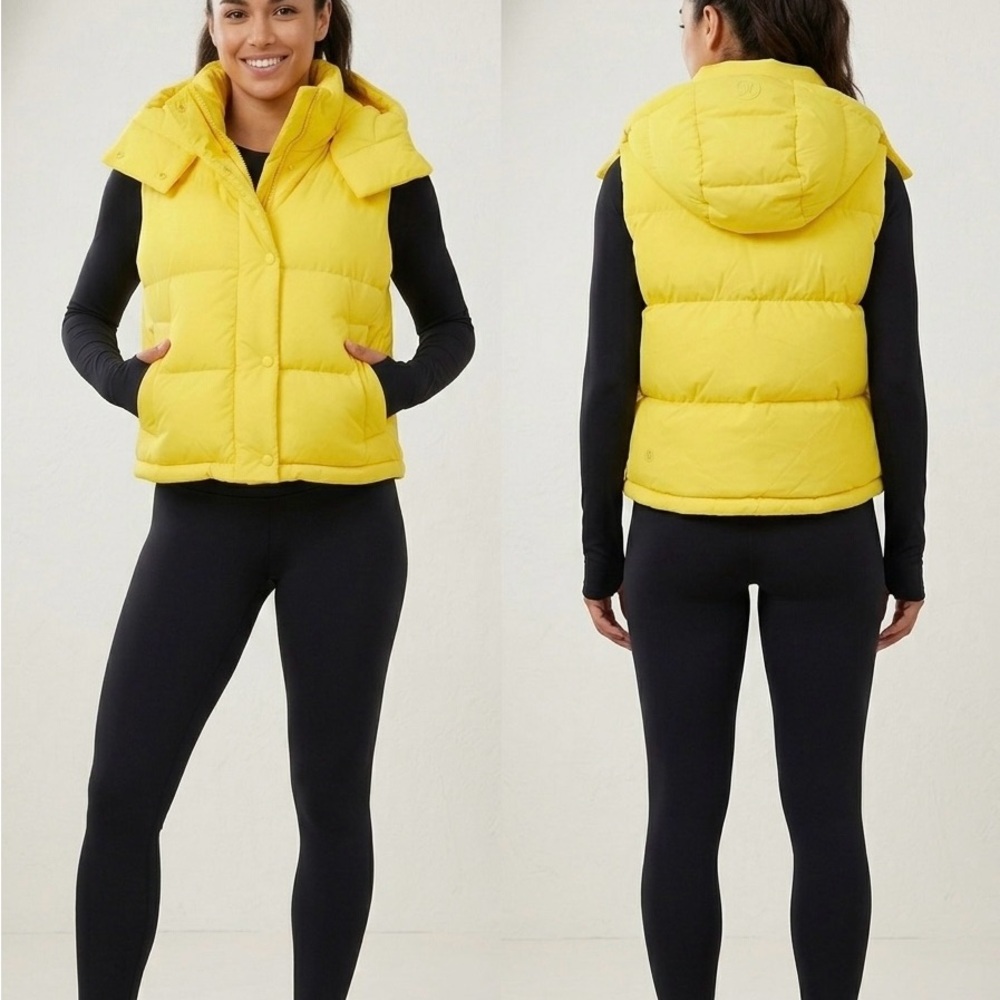 Lululemon Wunder Puff Cropped Vest Size 2 Yellow Electric Lemon Down NWT